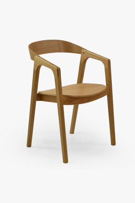 Modern tölgyfa étkező fotel sötétszürke kárpittal, kartámaszos